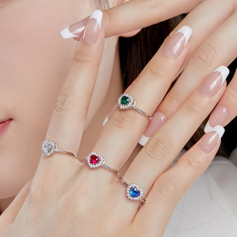 S925 Sterlingsilber Herzförmig Strass Halo Offener Ring Für Damen Ins Stil Verstellbar Luxus Hochzeit Party Schmuck