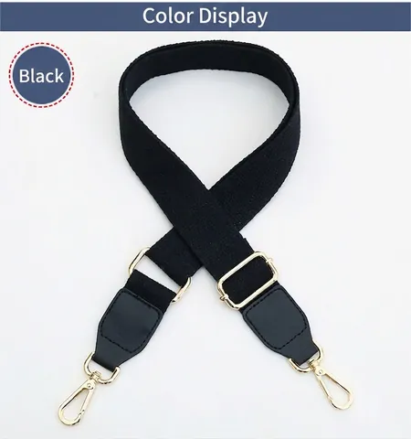 Adjustable Wide Cotton Canvas Shoulder Strap Replacement Belt With Metal Swivel Hooks For Crossbody Handbag