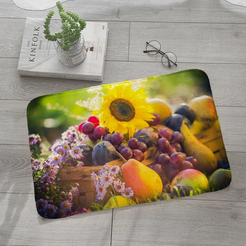 Tappeto Da Cucina Motivo Frutta Verdura Poliestere Runner Antiscivolo Assorbente Tappeto Decorativo Casa Stampa HD Colorata