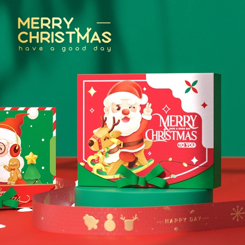 Weihnachts Weihnachtsmann Geschenkbox Große Pappkarton Süßigkeiten Verpackungsboxen Mit Schleife Für Feiertagsfeier Deko