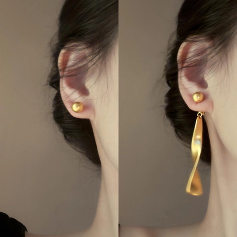 Orecchini Pendenti Nastro Torsione Opaco Con Perno In Argento 925 Sterling Gioielli Eleganti Design Per Donne