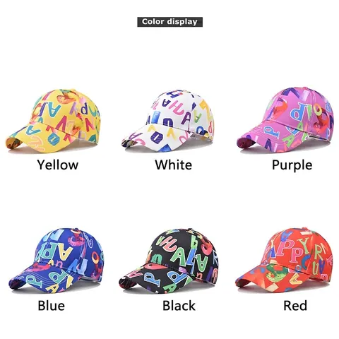 Baseball Cap Graffiti Letter Print Polyester Blend Sun Shade Adjustable Streetwear Fashion Outdoor Hat Men Women