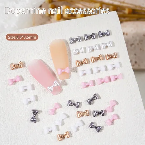 Ciondoli Per Nail Art Con Fiocco 3D Resina Lega Mini Papillon DIY Manicure Decorazione Dolce Elegante Accessori Per Saloni Professionali