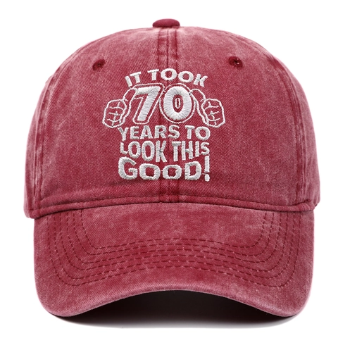 70th Birthday Gift Washed Cotton Baseball Cap Retro Distressed Embroidered Adjustable Sun Hat For Men Women Birthday Party