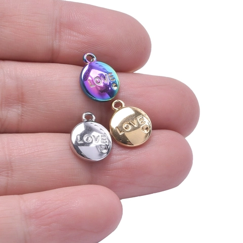 Collana Con Pendente Love In Acciaio Inossidabile Tondo Geometrico Placcato Oro Sottovuoto Gioielli Eleganti Minimalisti