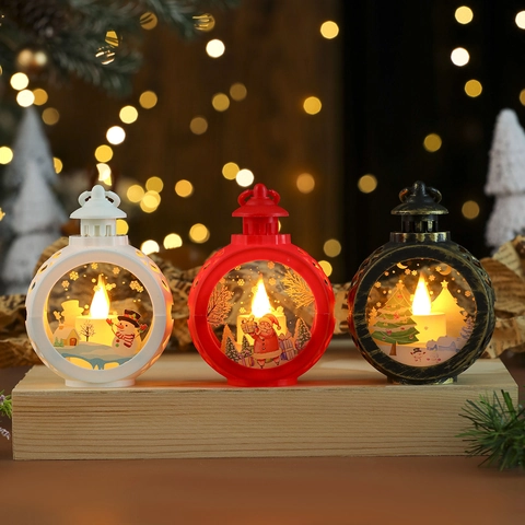 Weihnachten LED Laterne Nachtlicht Vintage Kunststoff Retro Weihnachtsmann Schneemann Tischdeko Batteriebetrieben Festlich