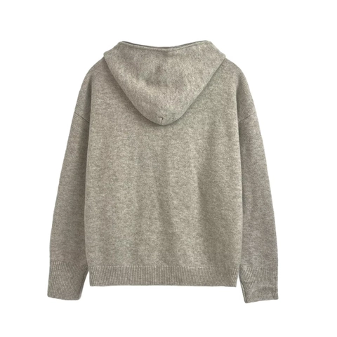 Women Hooded Knit Cardigan Zip Up Sweater Jacket Long Sleeve Casual Solid Color Soft Comfortable Outwear For Fall