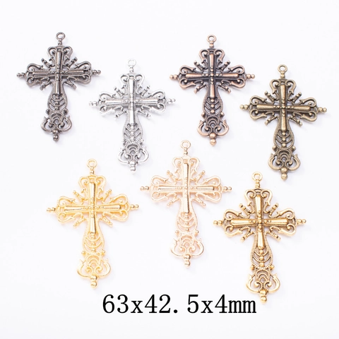Ciondoli Croce Retro Lega Zinco Cavo Filigrana DIY Creazione Gioielli Accessori Per Collane Charms