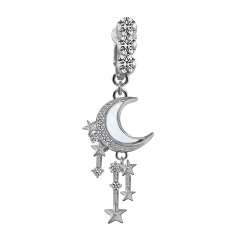 Silver Color Heart Planet Butterfly Bow Belly Rings Non Piercing Clip On Zircon Artificial Pearl Fake Body Jewelry For Women