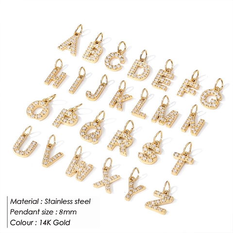 Roestvrij Staal Zirkonia Alfabet Nummer Hart Kruis Maan Ster Hanger Voor DIY Sieraden Maken Ketting Accessoires