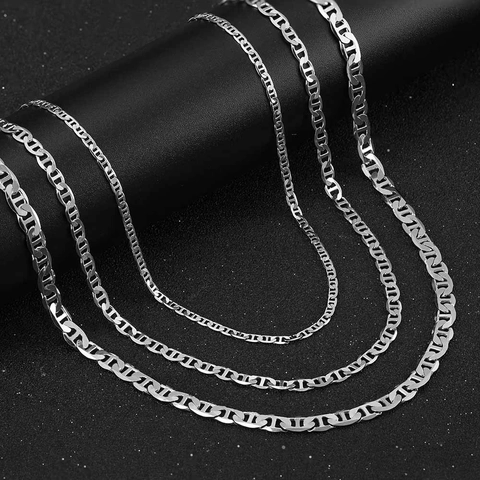 925 Sterling Silver Mariner Chain Necklace For Men Women 5mm Flat Anchor Link Necklace Italian Hip Hop Streetwear Jewelry
