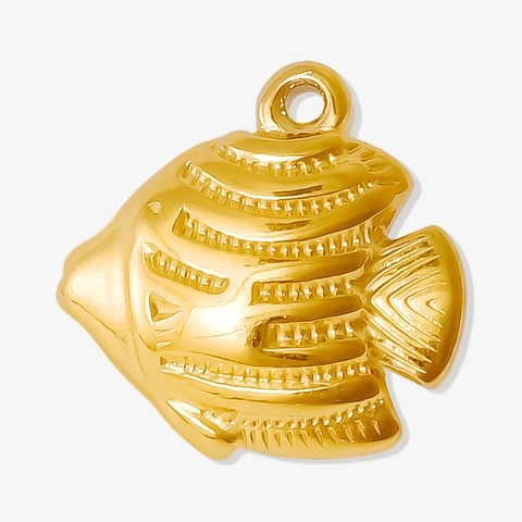 Pendentif Poisson Charme Série Océan Acier Inoxydable 304 Plaqué Or 18K Pour Création Bijoux DIY Colliers Bracelets Style Mignon