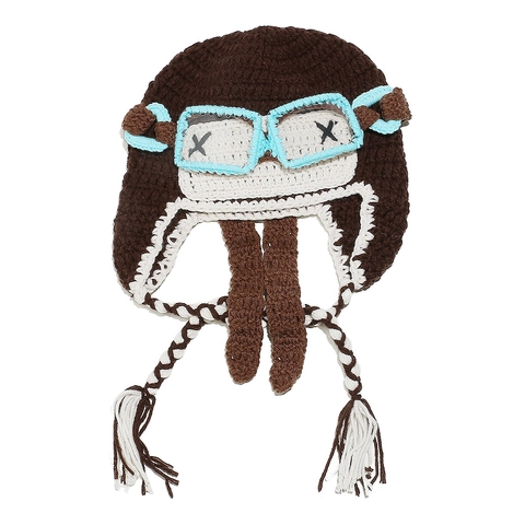 Handmade Crochet Aviator Knit Hat With Detachable Goggles Earflaps Tassels Warm Retro Funny Winter Beanie For Women