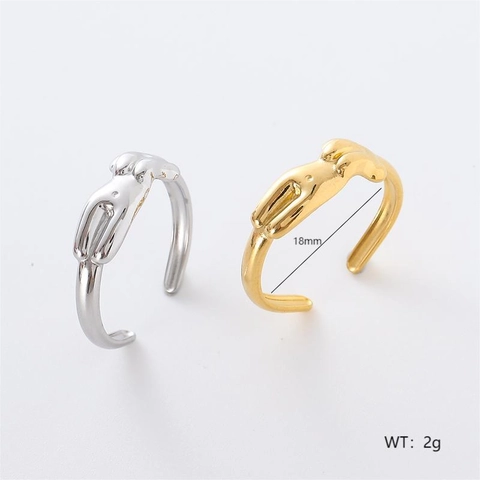 Anello Aperto Forma Umanoide Artistica Minimalista Acciaio Inossidabile Regolabile Stile Vintage Gioielli Per Donne