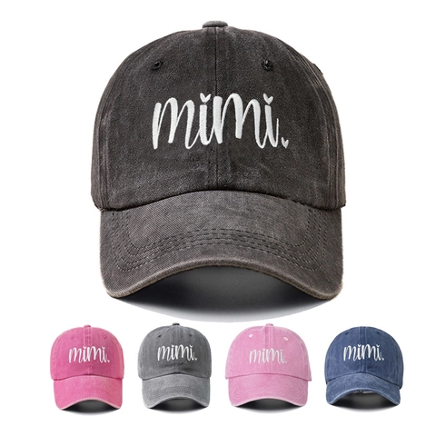 Casquette De Baseball Vintage Coton Délavé Brodé Mimi Coeur Respirant Protection Solaire Chapeau Ajustable Pour Femmes Hommes