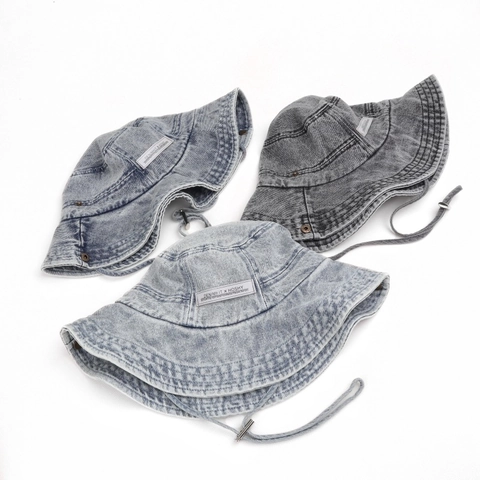 Washed Denim Fischerhut Vintage Retro Sonnenschutz Große Krempe Mit Winddichter Kordel Für Damen Outdoor Casual