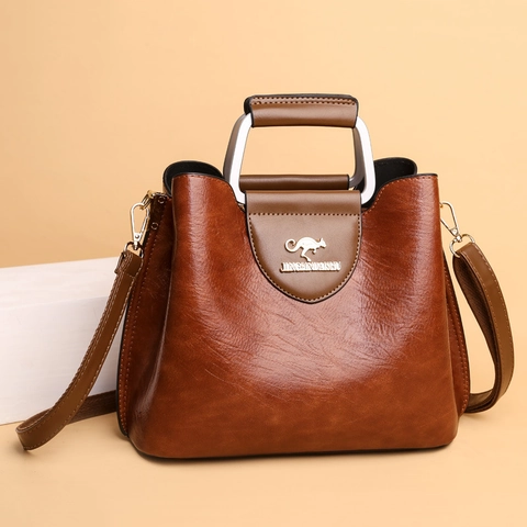 Modische Damen Handtasche Weiches PU Leder Kontrastfarben Große Kapazität Metalldetail Schulter Shopper Für Den Alltag