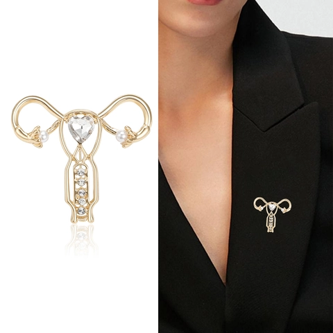 Broche De Órgano Útero Pasador Aleación Corazón Cristales Perla Artificial Novedad Anatomía Joyería Regalo Profesional Médico Mujeres