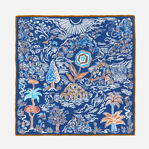 Vintage Hand Painted Botanical Floral Satin Square Scarf For Women Retro Tropical Pattern Bandana Neck Scarf Headscarf