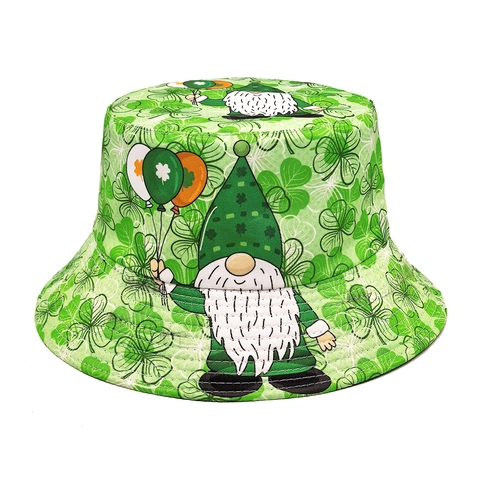 St Patricks Day Vissershoed Groen Klavertje Kabouter Print Polyester Zonbescherming Iers Festival Party Accessoire
