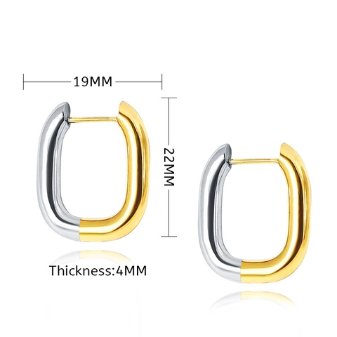 Orecchini A Cerchio In Acciaio Al Titanio A Forma Di U Bicolore Oro Argento Minimalista Geometrico Lucidato Donna