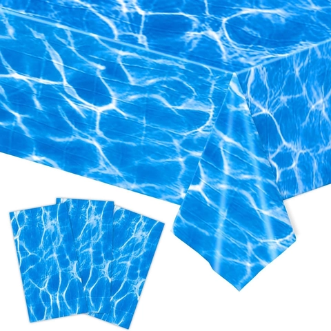 Artículos De Fiesta Desechables Con Patrón Olas Del Océano Mantel PE Platos De Papel Vasos Servilletas Cumpleaños Piscina Verano