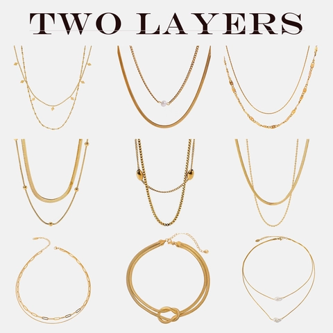 Layered Necklace For Women Stainless Steel Waterproof Hypoallergenic High-End Minimalist Jewelry Non-Fading