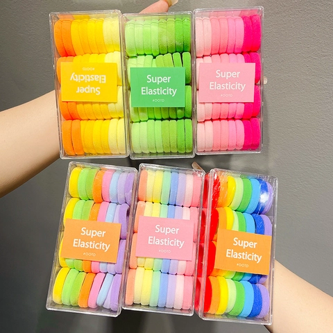 Elastic Hair Ties Seamless Cloth Ponytail Holders Colorful Durable Hair Ropes For Women Girls Boxed High Stretch