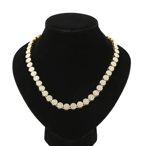 Collana Catena Cubana Hip Hop Lega Con Strass 3A Completi Iced Out Choker Per Donne Uomini Club Streetwear Punk