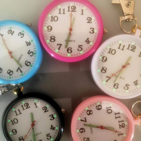 Portable Pocket Watch Keychain For Nurse Students Exam Clear Large Numbers Luminous Quartz Colorful Plastic