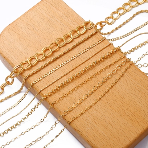 Catene per Gioielli in Metallo Placcato Oro 18K Lunghezza 1 Metro Catene a Scatola O-link Diamante DIY Materiali per Collane Bracciali