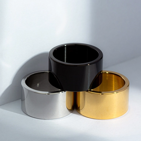 Anello Minimalista in Acciaio al Titanio per Uomo Donna Fascia Larga Superficie Liscia Lucidata Stile Punk Gioielli da Dito Unisex