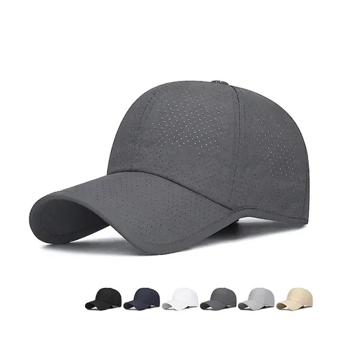 Gorra De Béisbol Transpirable Sombrero De Sol Secado Rápido Perforado Láser Color Sólido Ajustable Deporte Poliéster