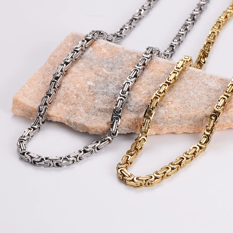 Collana A Catena Bizantina Da Uomo Acciaio Inossidabile Stile Hip Hop Punk Gioielli Fatti A Mano Chiusura A Aragosta