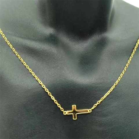 Collana Croce Laterale In Argento Sterling 925 Pendente Orizzontale Minimalista Gioielli Religiosi Per Donna