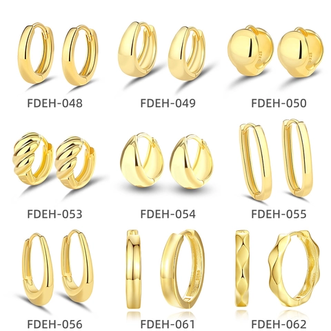 925 Sterling Silber Hoop Stecker Ohrringe Geometrisch Vergoldet Zirkonia Minimalistischer Modeschmuck Damen