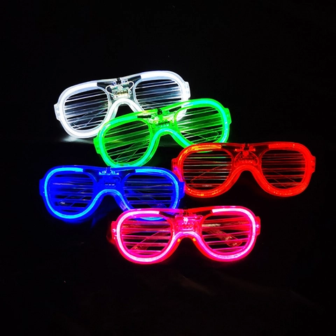 LED Glowing Glasses Plastic Shutter Heart Square Neon EL Wire Flashing Party Favors For Christmas Birthday Festival Club
