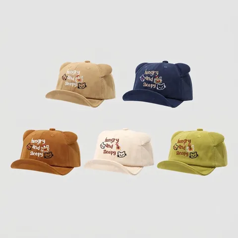 Gorra De Béisbol Para Niños Algodón Bordado Gato Orejas 3D Corona Suave Sombrero De Sol Ajustable Casual