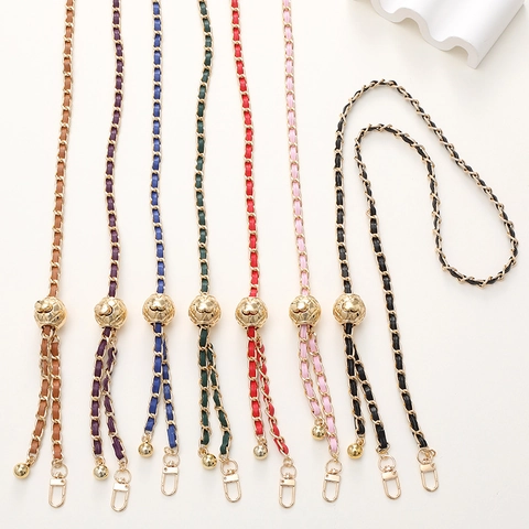 Adjustable Bag Shoulder Strap Replacement Metal Chain Woven PU Leather Crossbody Lanyard Fashion Accessory