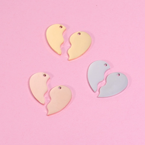 Heart Split Pendants Stainless Steel Mirror Polished DIY Jewelry Making Components For Couples Necklace Accessories