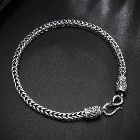 Uomo Vintage Acciaio Inossidabile Intrecciato Catena Serpente Bracciale Collana Retro S Gancio Chiusura Gioielli