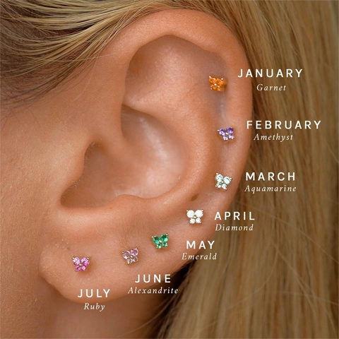 Butterfly Stud Earrings Copper Colorful Birthstone Zirconia Personalized Tiny Piercing Jewelry Gift For Women