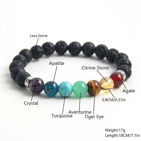 Planetary Chakra Energy Bracelet Natural Lava Stone Healing Beads Solar System Universe Unisex Jewelry