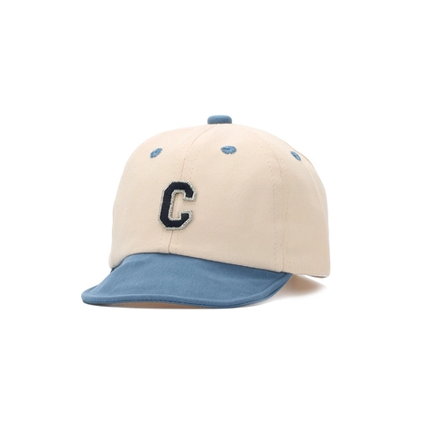 Gorra De Béisbol Para Bebé Visera Suave Color De Contraste Algodón Bordado Letra C Sombrero De Sol Ajustable