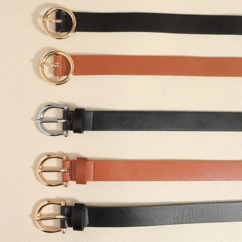 Women Fashion PU Leather Belt With Multi Layer Alloy Chain And Coin Pendant Decorative Waist Belt For Dresses