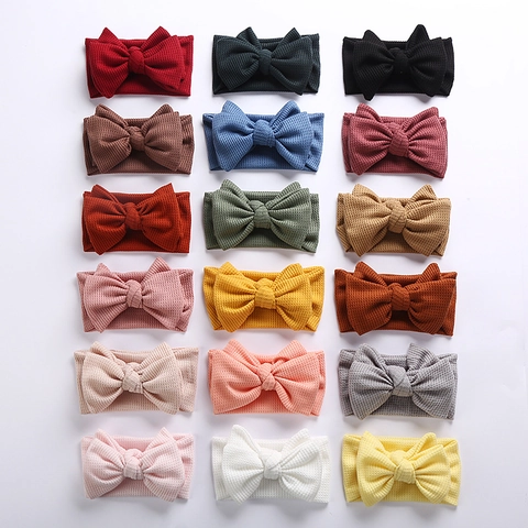 Baby Girl Big Bow Headband Handmade Waffle Knit Elastic Hair Band Soft Headwrap For Newborn Infant Toddler Hair Accessories