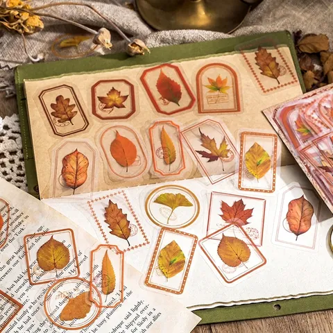 Botanical PET Stickers Vintage Flower Leaves For Journaling Scrapbooking DIY Decoration Waterproof Aesthetic Art Decor