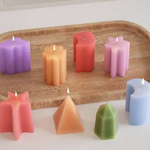 Moule En Silicone Cylindre Géométrique Pyramide Étoile Nuage Pour Bougie Aromathérapie DIY Artisanat En Résine Savon