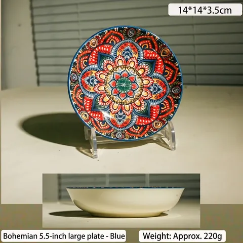 Piatto per Condimenti in Ceramica Boho Piccolo Piatto Motivo Mandala Piatto per Salse per Cucina Casa Stoviglie Decorative
