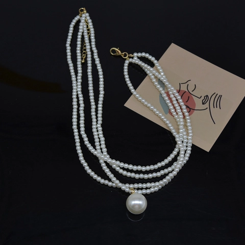 Französische Retro Mehrlagige Künstliche Perlenhalskette Mit Großem Künstliche Perlenanhänger Legierung Goldton Choker Elegante Vintage Schmuck